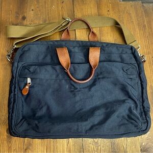 J Crew navy blue nylon computer bag